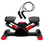 Mini Stair Stepper for Exercise with Resistance Bands | Hydraulic Steppers for Home Workout | Cardio Fitness Equipment for Weight Loss, Legs, Arms & Core Training | with LCD Monitor (Red)