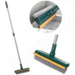 Rushwak 3 in 1 Long Handle Bathroom Cleaning Brush with Wiper, 180° Rotate for Floor/Toilet Cleaning (Multicolor)