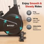 Fitkit by Cult FK7003 Spin Bike with 9Kg Flywheel, Adjustable Brake Pad Resistance & LCD Screen for Fitness at Home Workouts|Max Weight Capacity: 140 kg (Black) - Image 3