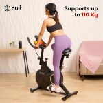 Fitkit by Cult FK7001 Spin Bike with 6Kg Flywheel, LED screen, Adjustable Brake Pad Resistance with Belt Drive System for Fitness at Home Workouts|Max Weight : 110 kg (Black) - Image 2