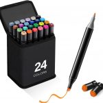 MADBORN Dual Tip Colorful Art Markers 24 Colors Sketch Pens With Carry Bag For Painting Sketching Calligraphy Drawing,Chisel & Fine Tip Water Based Colouring Marker For Kids & Adult,Multicolor (24)