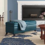 LEGACY OF COMFORT FUUBA Storage Ottoman, Storage Bench 2 Seater Sofa Upholstered Ottoman Bench with Storage, for Living (Blue Leather)