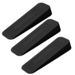 Rubber Door Stopper Wedge, Heavy Duty Anti-Slip Door Holder & Blocker with Strong Grip for Tiles, Marble, Wood, Carpet & Cement Floors | Home, Office, School & Warehouse Use (Black, Pack of 3)