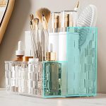 MosQuick® Clear Acrylic Cosmetic Organizers with 3 Compartments Makeup Organisers for Desk Bathroom Bedroom Stationery Items Makeup Brush Holder Pen Stand remote holder Multifunctional Organiser - Image 5