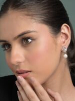 CLARA 925 Sterling Silver Dante Pearl Pendant Earrings Chain Bracelet Ring for Women & Girls| Platinum Plated | Gift for her - Image 5