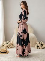 Modestouze Attires Dress for Women Western, Maxi Dresses, One Piece Long Gown Outfit, Floral Print, V Neck Design, Clothing, Western Outfit for Women - Image 4