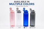 Water Bottles Set of 4 – 1000ml Plastic Drink Bottle Pack for Daily Use, School, Gym & Office – Leakproof BPA Free Reusable Hydration Bottles for Fridge (Pink, Blue,Black,Transparent) - Image 3
