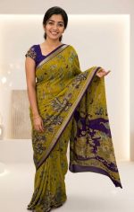 Women's Softy Moss Georgette Printed Saree with Vibrant Jari Border | Elegant Traditional Saree | Lightweight, Soft & Comfortable | Unstitched Blouse Piece - Image 3