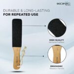 Ikonic Wooden Foot File IKB-706C – Professional Dual-Sided Callus Remover for Men & Women | Curved Pedicure Tool with Ergonomic Handle | Ideal for Smooth Feet at Home, Salon, Spa & Personal Beauty Care Use - Image 4
