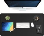 V-CUBE Designs Premium Vegan Leather Desk Mat 90X45cm 2.4mm Thick&Padded|Laptop Mat/Extended Mouse Pad/Stitched, Reversible, Sturdy Deskspread | High Tear/Peel Strength|Anti-Slip,Splash-Proof| Black - Image 9
