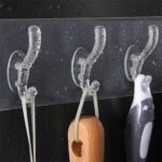 Zulaxy Wall Hanger Hooks for Hanging Clothes Home Kitchen Office Bathroom Bedroom Door, 2 Pack Self Adhesive Strong Hanger Hooks (6 Hooks Hanger, Transparent) - Image 4