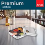 AVIAS 9 Square Stainless Steel Masala Box for Kitchen, Spice Box with See-Through Lid, 9 Containers Masala Dani/Dabba, Dry Fruit Organiser, Food Grade Rust-Free Steel, Plain Large 25.4cm, Silver - Image 7