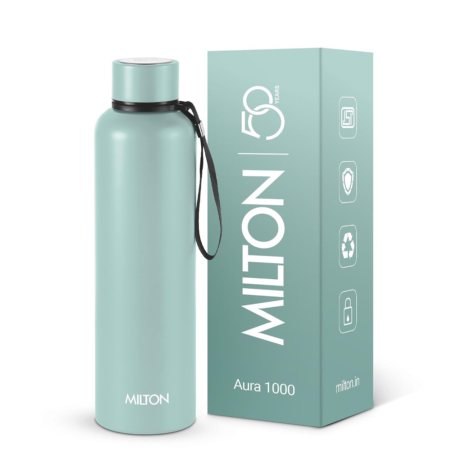 61PmYXWdiBL._SL1500_.jpg Milton Aura 1000 Thermosteel Water Bottle, 24 Hr Hot and Cold I Leak Proof Lid, ISI Certified I Vacuum Insulated I for Office, Gym, School I Grey - Image 1