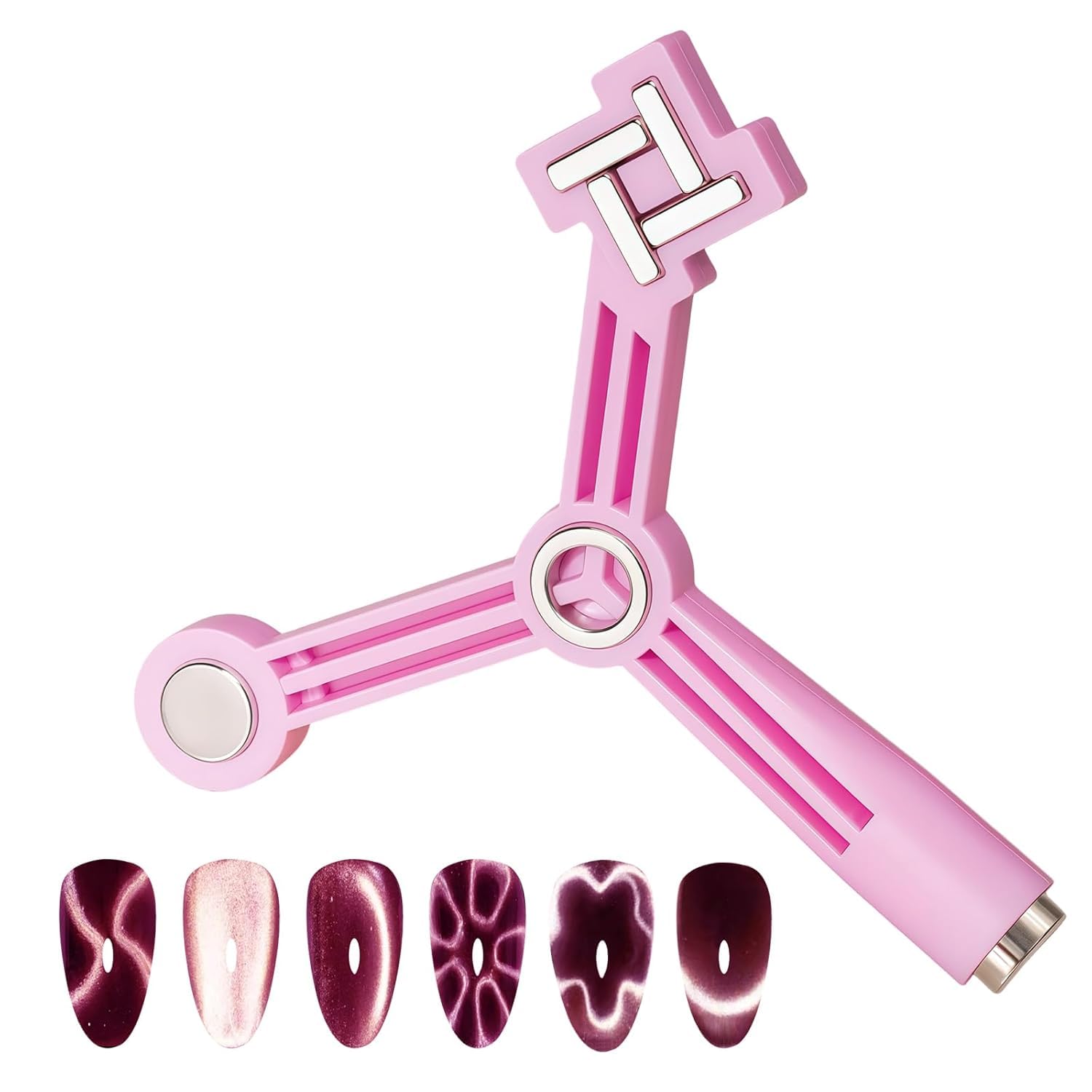 61PmrFqXO1L._SL1500_.jpg Bluedeal Cat Eye Nail Magnet Tool with Steel Ball, Multifunctional Nail Magnet for Cat Eye Gel Polish, Dual End Nail Art Magnet Tool for Salon and Home DIY Nail Design (4 in 1 Cat Eye / Pink) - Image 1