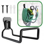 ecofynd Garden Hose Hanger, Heavy Duty Wall Mounted Watering Hose Holders, Portable Irrigation Hose Hanger, Garden Pipe Holder Hook (HOSE005-BLK)