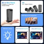 BIGASUO Mini Projector 4K 1080P Supported, 15000 Lumen Portable WiFi 6 Projector,270° Rotatable Projector with 50% Zoom Home/Outdoor Movie Projector for TV Stick/PS5/Phone/HDMI (BGP43) - Image 7