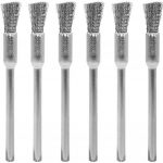 DIY Crafts 6 Pcs,Buffing Wheel Brush Set, Wire Brush Set 1/8" Pen Wire Brushes Steel Wheel Steel Cleaning End Brushes Pen Wire Brush Rust Paint Removal Bits Polishing Rotary Tools (6, Metal Wire)