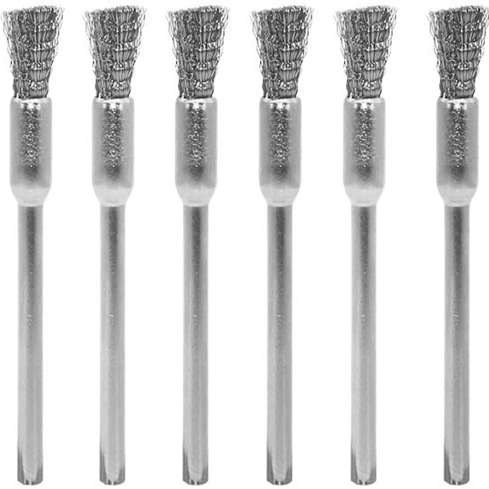 61QCyDTibCL._SL1001_.jpg DIY Crafts 6 Pcs,Buffing Wheel Brush Set, Wire Brush Set 1/8" Pen Wire Brushes Steel Wheel Steel Cleaning End Brushes Pen Wire Brush Rust Paint Removal Bits Polishing Rotary Tools (6, Metal Wire) - Image 1