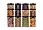 Mollies Premium Airtight Kitchen Storage Containers Set of 12 | Clear Plastic Food Organizers with Lids | 400ml, 700ml, 1100ml Combo for Dry Fruits, Snacks, Pulses & Candies | BPA-Free & Leakproof