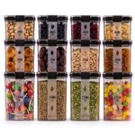 Mollies Premium Airtight Kitchen Storage Containers Set of 12 | Clear Plastic Food Organizers with Lids | 400ml, 700ml, 1100ml Combo for Dry Fruits, Snacks, Pulses & Candies | BPA-Free & Leakproof