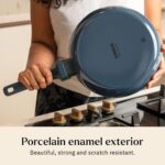 Ember Cookware Arcilla Ceramic Frying Pan 24 cm | 5-Year Warranty | 75% Less Oil Usage | Lightweight, Non-Toxic Non-Stick Ceramic Frypan | Matching Handle- Gas Compatible | ISI Certified | Blue - Image 6