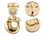 Round Twist Button Lock Clasp for Handbag, Gold Tone Metal Turn Lock Closure, Bag Making Hardware (Pack of 2)