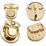 Round Twist Button Lock Clasp for Handbag, Gold Tone Metal Turn Lock Closure, Bag Making Hardware (Pack of 2)