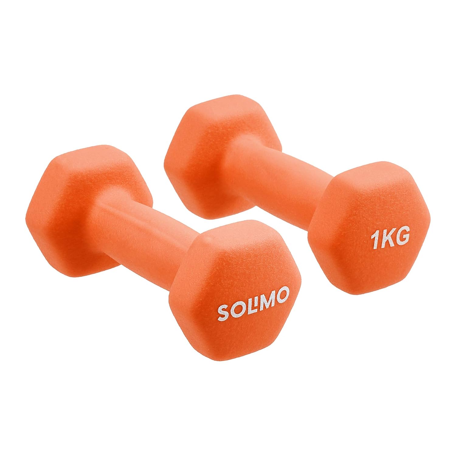 61QUbOp2EUL._SL1500_.jpg Amazon Brand - Solimo Neoprene Dumbbell 1kg, Set of 2 (Orange) - Image 1