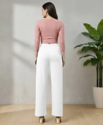 Women's High Waist Wide Leg Trouser Pants | Stretch Knit Formal Palazzo Trousers | Elastic Waist Office, Casual & Travel Wear - Image 3