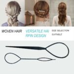 Topsy Tail Hair Styling Kit, 2 Piece Plastic French Braid Loop Tools for Women & Girls, DIY Ponytail Maker Hair Braiding Accessories, Black - Image 6