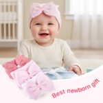 SNOWIE SOFT® 3pcs Baby Caps for Born 0-3 Months, Bow Knot Turban Baby Cap 6-12 Months Infant Caps for Babies, Ultra Soft New Born Hats Shower Gift for New Born Girl Boy - Image 5