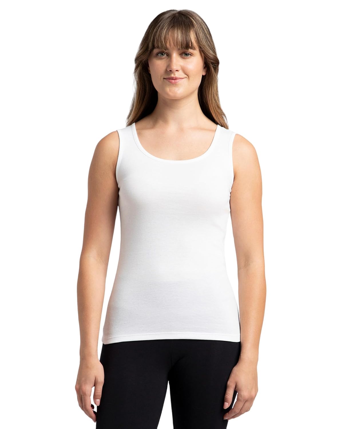 61QulNr6g2L._SL1500_.jpg Jockey A113 Women Super Combed Cotton Rib Fabric Slim Fit Solid Tank Top - Image 1