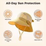 SNOWIE SOFT® Baby Sun Hat Summer Cap for Baby Girl 1-3 Years, Sun Protection Cap Bucket Hat with Chin Strap and Back Sun Shield Breathable Summer Protection Caps Visor Hats UV Caps for Beach Travel - Image 3