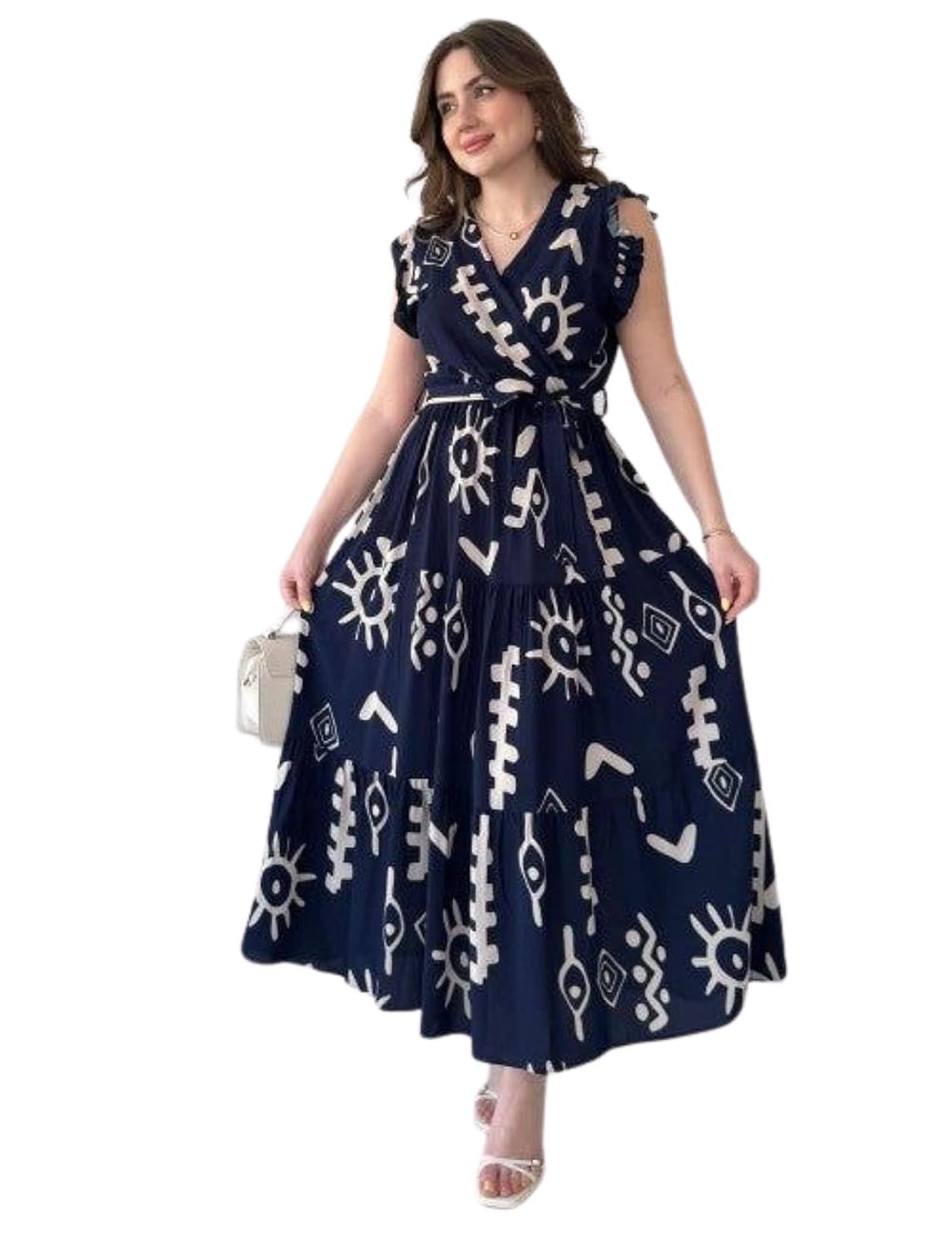 61Qzp3xNsFL._SL1500_.jpg Modestouze Attires Dress for Women Western Maxi Style, Indo Western Dresses, One Piece Long Gown, A Line Flared Pattern, Ethnic Look Outfit for Women - Image 1