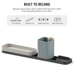 DailyObjects Bar Desk Organizer for Office Desk & Study Table | Premium Aluminium Base Tray with Pen Stand | Phone Stand & Multipurpose Workspace Storage - (Slate) - Image 7