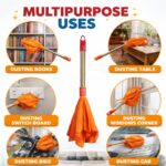 Dusting Orange Cloth with Handle | Removable Cotton Dry Cleaning Duster Jhatki | for Home, Office & Furniture Cleaning | Reusable Washable Jhatakni | Pack of 2 - Image 6