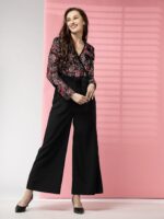 LONDON BELLY Women’s Polyester Semi-Formal Jumpsuit with Round Neck Half Sleeves Adjustable Waist Tie Abstract Pattern and Regular Fit | Women Stylish One Piece Outfit | Women Regular Fit Jumpsuit - Image 3