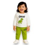 COZIE Baby Boys & Girls Hosiery Cotton Full Sleeve T-Shirt and Jogger Pant Set, Dinosaur Print Soft Comfortable Casual Wear Clothing Set - Image 5