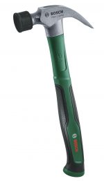 BOSCH Claw Hammer 450 g/16 oz with soft bumper | Carbon Steel Head (50–58 HRC) | Fiberglass Core Handle with Ergonomic Soft-Grip | V-Shaped Claw for Nail Removal | Durable DIY Hand Tool