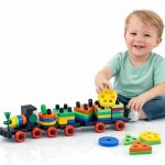 Brand Conquer Toy for Toddlers | Pull Along Shape Sorting & Stacking Puzzle with Hammer | Geometric Blocks Educational Toy | Montessori Early Development Gift for Boys (3-in-1 Learning Train)