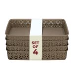 Bel Casa Royal A4 Tray - Pack of 4 I Desk & Drawer Organizer, File Holder & Storage Tray for Home Kitchen and Office Use - Lt Brown
