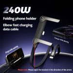 240W Sideways Fast Charging Cable with Built-in Invisible Phone Stand, 90° USB Type C Gaming Charger Cord, Braided Foldable Holder for Smartphones, Tablets & Laptops - Image 4