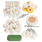 Do It Your Self DIY Crafts Wool Felt Cotton Abrasive Buffing Wheel Kit,Rotary Tool Accesseries with 3mm Shaft,for Polishing Metal Jewelry Jade 1 Set Contain Pcs :- (32)