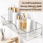 2Pcs Transparent Acrylic Bathroom Shelf | No-Drill Wall Mounted Bathroom Organizer for Shampoo, Conditioner & Skincare | Rustproof Shower Shelf for Bathroom, Kitchen & Wash Basin - Image 4