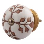 Indian-Shelf 2 Packs Brown Leaf Flower Ceramic Luxurious Drawer Knobs for Kitchen Cabinet Hardware Door Pulls Decorative Dresser Cupboard