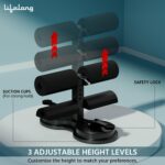 Lifelong Sit Up Bar with Double Suction Cup & Safety Lock For Stability | Tummy Trimmer Gym Equipment For Home Workout & Fat Burners | Comes with 2 Resistance Band, 2 Ankle Straps, 1 Door Attachment - Image 3