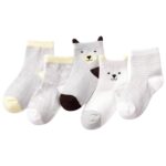 SYGA 5 Pairs Baby Girl Boys Non Slip Trainer Socks Toddlers Infant Socks Warm and Cotton Stretch Baby Socks- Grey Puppy, 6 Month to 2 Years