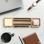 Wooden Desk Organizer with Phone Stand Multi-Compartment Stationery Holder Natural Wood Finish Pen Pencil Desk Storage Box Office and Home Organizer (Pattern-3) - Image 4