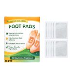 Detox Foot Patch 20 Pads | Herbal Kinoki Foot Detox Pads with Bamboo Vinegar & Ginger Extract | Overnight Cleansing Foot Patches for Sleep Support, Stress Relief & Foot Care