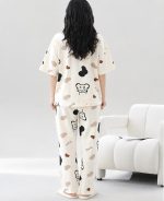Women Cotton Night Suit Set|Korean Cartoon Printed Night Suit for Women|Soft Pyjama Set with Half Sleeve Pajama T-Shirt|Comfortable Lounge Wear, Sleepwear & Night Wear Girls - Image 2